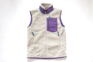 (M)patagonia Retro-X Vest Pelican w/Purple Style No. 23048パタゴニアレトロXフリースベスト ナチュラル/紫