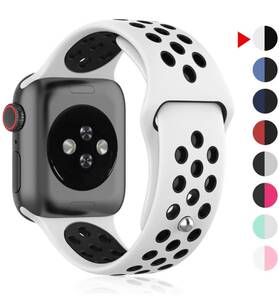 Apple Watch アップルウォッチ バンド シリコン 交換ベルト　ラバーベルト38/40/41mm シリーズ2345678SE対応 スポーツバンド　通気性　白黒