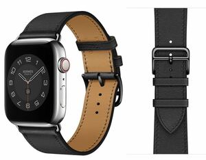 Apple Watch アップルウォッチ バンド　革ベルト　レザーベルトレザーストラップ 38/40/41mm シリーズ2345678SE対応 黒　ブラック