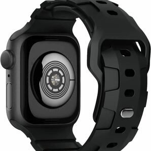 コンパチブル Apple watch バンド 42/44/45/49mm交換用 シリコンバンド スポーツバンド 長さ調整可能 シリコンブラック黒　全シリーズ対応