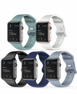 5本セットApple Watch交換バンド シリコン製 スポーツバンド38/40/41mm Apple Watch Series 8/7/6/5/4/3/2/1/SE対応 5色