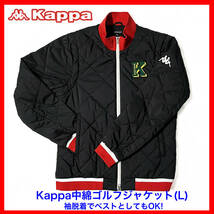 ■極美品■ Kappa GOLF メンズ■ 蓄熱保温 中綿ジャケット BK／ カッパゴルフ 袖着脱ジャケット ベスト ブルゾン ジャンパー ブラック 黒_画像1