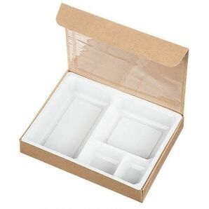 使い捨て弁当容器　紙BOX一体型70-55クラフト/中仕切C-1白　200セット