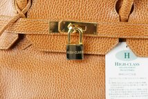 【美品】HIGH CLASS ハイクラス バーキン型 40 高級ハンドバッグ 本革 レディース ブランド 鞄 ゴールド金具【NT48】_画像8