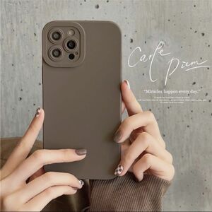 iPhone12pro シンプル ブラウン くすみカラー シリコン ケース カバー iPhoneケース スマホ 韓国