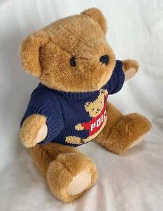 90s RALPH LAUREN Ralph Lauren Polo Bear soft toy sweater teddy bear .. Vintage 
