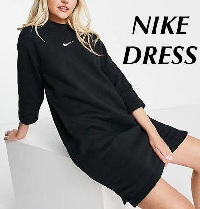 【M】新品 NIKE ナイキ スウェット ワンピース ドレス オーバーサイズ 黒 スウェットワンピ フリース ブラック