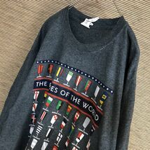 ギルダン　長袖Tシャツ　ロンT　刃　国旗　包丁　総柄　バックプリント14 古着　入手困難　激レア　希少 人気　アースカラー　日本_画像8