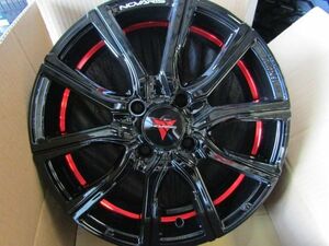 在庫特価 新品 Weds ノヴァリスローグ CB 4.5J 15インチ +45 4/100 ダンロップ EC204 165/55R15 N-BOX タント ムーヴ 等 ブラック レッド