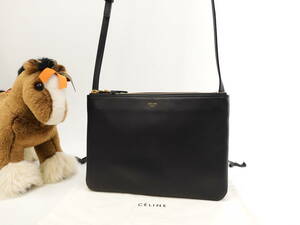 Celine Trio Lazine Pochette Кожаная черная сумка для тела Cress Serious Kake Plound@ 8