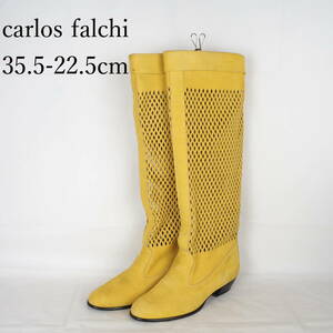 EB2529*carlos falchi*カルロスファルチ*レディースロングブーツ*35.5-22.5cm*イエロー