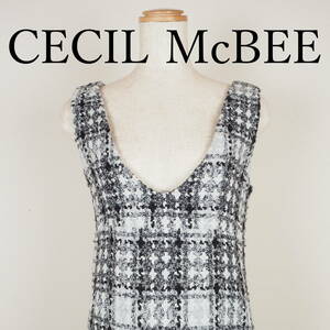 L0382*CECIL McBEE*セシルマクビー*レディースワンピース*サイズM*黒×グレー模様