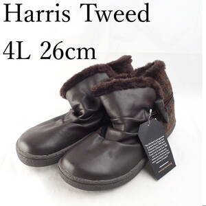 EB2613*Harris tweed*ハリスツイー*レディースブーツ*26cm*茶