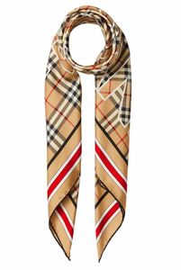 未使用 BURBERRY ヴィンテージチェック ロゴプリント シルクスカーフ