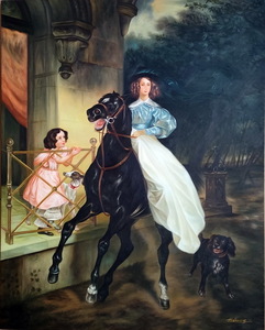 Art hand Auction لوحة زيتية بسعر خاص تحفة فنية للفنانة Bryullov_Lady على ظهور الخيل MA75, تلوين, طلاء زيتي, صور