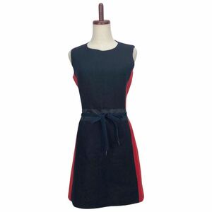  beautiful goods MIU MIU MiuMiu lady's navy color switch no sleeve One-piece 40 inscription 