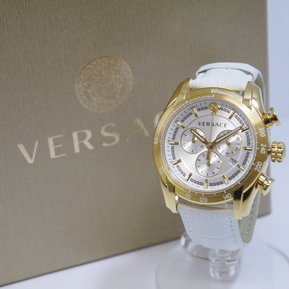 ヴェルサーチ VERSACE アイオン クロノグラフ ブルー 青 銀 シルバー