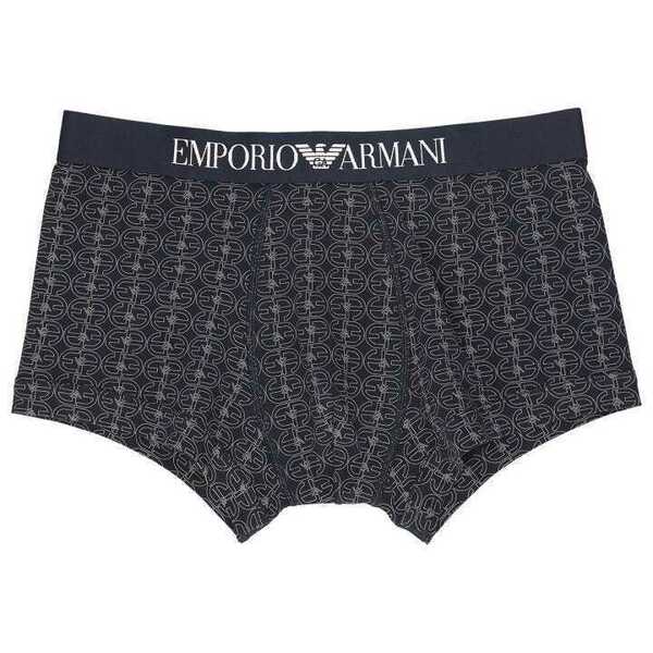 EMPORIO ARMANI エンポリオ アルマーニ LOGO MIX TRUNK ロゴ ミックス 前閉じ ボクサーパンツ メンズ 54050689 ミッドナイトブルー S