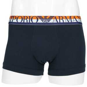 EMPORIO ARMANI エンポリオ アルマーニ STRIPED LOGO TRUNK ストライプ ロゴ 前閉じ ボクサーパンツ メンズ 54052589 ネイビー L