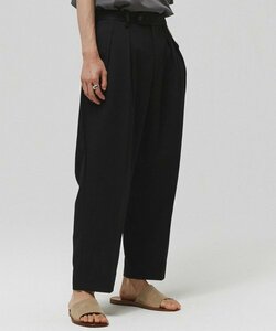 完売 L【良品】ブラック WYM LIDNM / ウィム バイ リドム RATINE SEMI WIDE TAPERED SLACKS セミ ワイド スラックス ワイド パンツ②