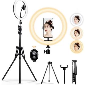 リングライト10インチLEDリングライト三脚スタンド卓上スタンド自撮りリングライ