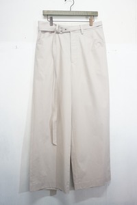 美品22SS URUウル NASHIJI COTTON BELTED WIDE PANTS 梨地コットン ナシジ コットン ベルテッド ワイド パンツ 22SNC03 ベージュ1123M▲