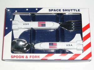 Pecoware USA Space Shuttle Spoon &amp; Folk неиспользованные дети столовые приборы