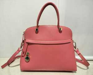 * beautiful goods *FURLA Furla super pretty 2way handbag * pink color,katena attaching, diagonal .., Italy made *