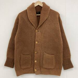 20s 30s VINTAGE shawl color low gauge knitted cardigan Brown Vintage sponge gourd collar bakelite Pachi poke old clothes 0259