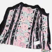 ◆Blumarine ANNA MOLINARI ブルマリン アンナモリナーリ ストライプ×花柄 フリル ストレッチニット カーディガン 38_画像3