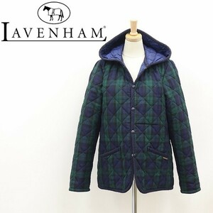 美品◆LAVENHAM ラベンハム チェック柄 パイピング 中綿 キルティング フーデッド ジャケット 38