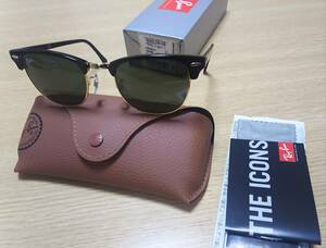  RayBan sunglasses domestic regular goods Clubmaster Ray-Ban CLUBMASTER RB3016 W0365 51 size black trying on only 