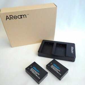 ☆美品☆AReam バッテリーパック 充電器＆バッテリー（x2） DG-HCY005 USBケーブルtype-B付き【PSEマークあり】27 00025