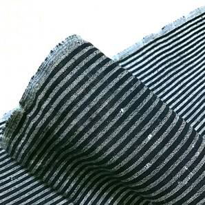古布0648 木綿 絹混 細縞（紺地に白） ２枚長さ計210ｃｍ パッチワーク キルト リメイク材料の画像5