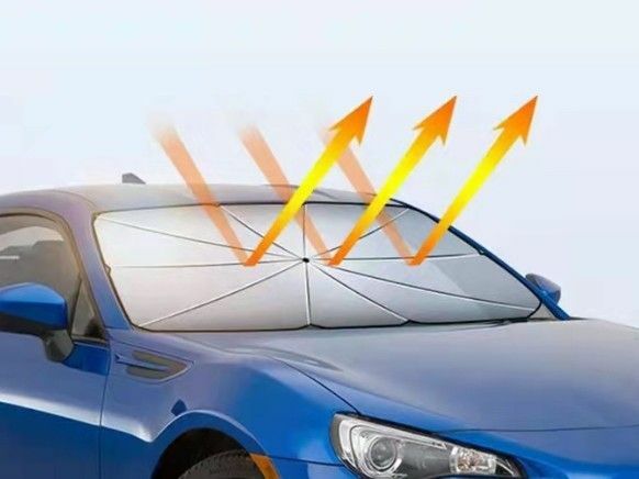 サンシェード、車中泊、紫外線対策、折りたたみ傘、コンパクトに収納、フロントガラス
