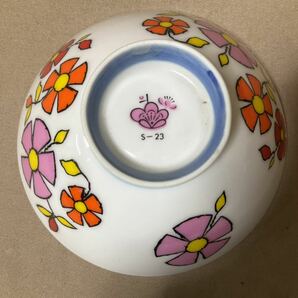 ZE599/ご飯茶碗 和食器 昭和レトロ 染付 梅・花の図 4種類8客の画像8