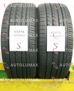 225/45R18 95W Yokohama BluEarth RV-02 中古 サマータイヤ 2本セット ヨコハマ U1976.S 