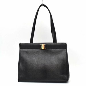 Salvatore Ferragamo フェラガモ トート バッグ ハンド ヴァラリボン リザード 型押し ブラック 黒 [H205042]