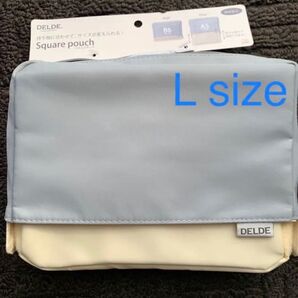 DELDE スクエアポーチ Large size グレー×ホワイト