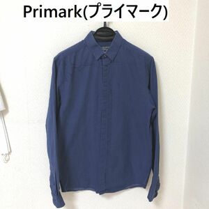 Primark(プライマーク)　レギュラーカラー　メンズ　長袖シャツ　ピンドット　ブルー