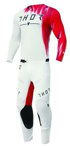 M/30インチ MXウエア 上下セット THOR 23sp PRIME FREEZE ホワイト/レッド ジャージ＆パンツ モトクロス 正規輸入品 WESTWOODMX