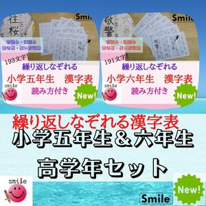 小学５年生　６年生　漢字表　繰り返し書いて消せる　漢検6級　漢検5級　問題　漢字ドリル　書き順・読み方・使い方記載