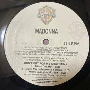 希少☆マドンナ madonna LP レコード don't cry for me argentina 1996 1997 miami dub mix アナログ盤 クラブ ハウス DJ レアの画像3