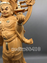 極上品 総檜木材 仏教工芸品　木彫仏像　最高級品　仏師手仕上げ品　毘沙門天立像_画像6