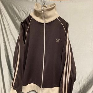 80s adidas アディダス　ジャージ　デサント 茶 在原みゆ紀　ブラウン　ベージュ　茶色　XL ビッグサイズ