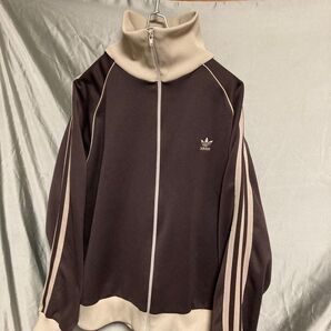 80s adidas アディダス ジャージ デサント 茶 在原みゆ紀 ブラウン ベージュ 茶色 XL 相当 超希少