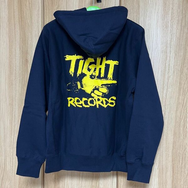 サイズM 紺/黄 TIGHT RECORDS パーカー