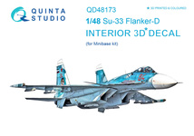 QUINTA STUDIO(QD48173)1/48 スホーイ Su-33 フランカーD用内装3Dデカール (ミニベース用)_画像1