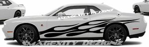 カスタム グラフィック デカール ステッカー 車体用 / Dodge ダッジ チャレンジャー RT SRT / サイド フレーム ファイア