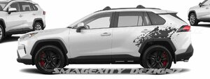 カスタム グラフィック デカール ステッカー 車体用 / トヨタ Rav4 ラヴフォー 5代目 2018- / リア ドア スプラッシュ